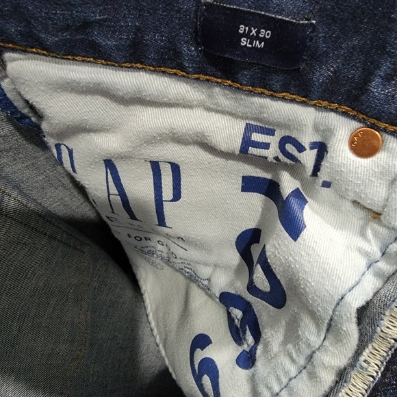 GAP Denim Slim Straight Worn Jeans in Worn Dark 31 x 30 - Picture 8 of 10
